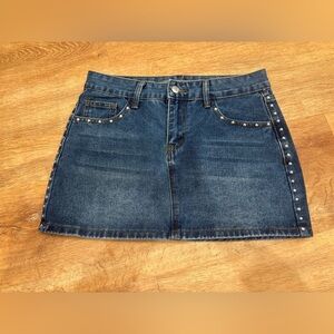 Colsie Blue Denim Mini Skirt with Studded Details